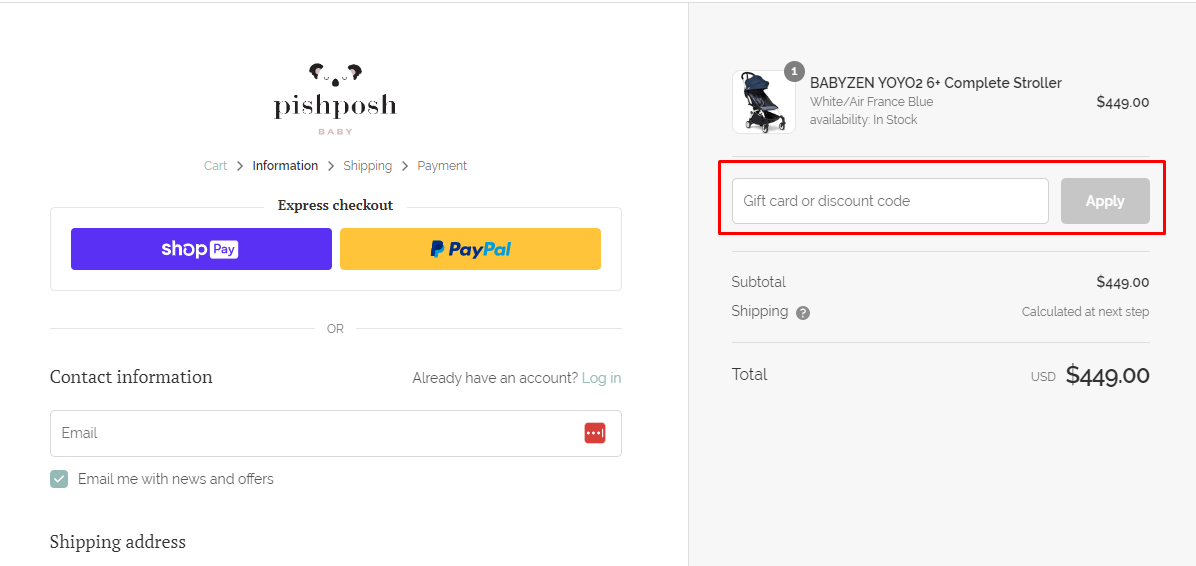 How do I use my Pish Posh Baby discount code?