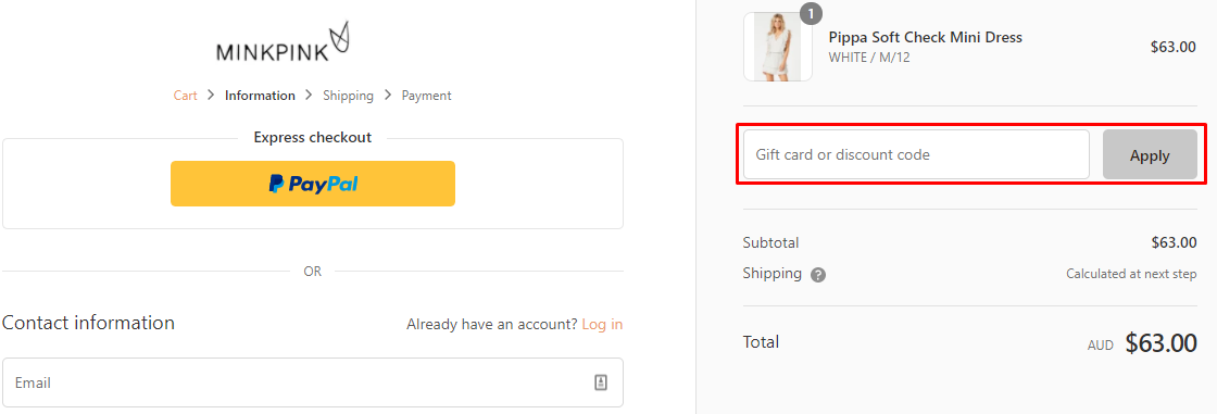 How do I use my MINKPINK discount code?