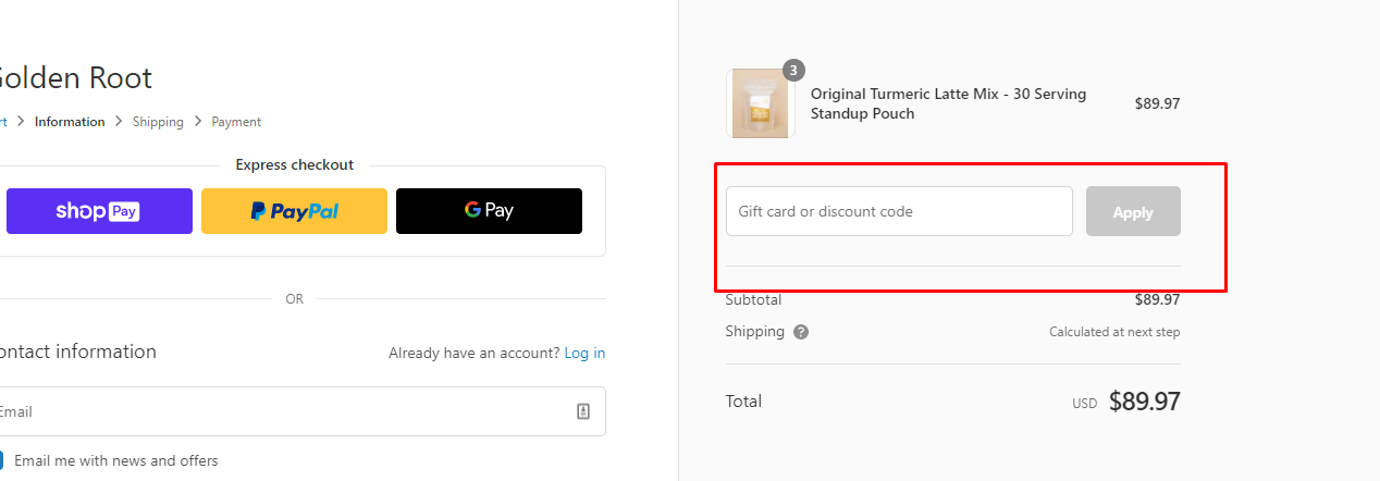 How do I use my Golden Root discount code?