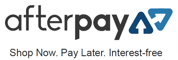 ]On a white background, the Afterpay logo symbolizes buy now, pay later with interest-free.