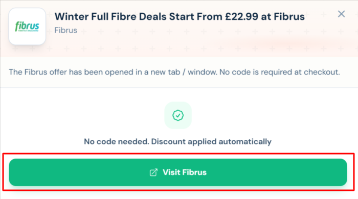 A Fibrus offer with "Visit Fibrus" in a red box
