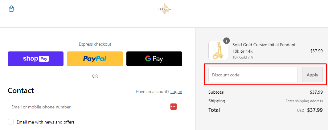 How do I use my Golden Fire Jewelry discount code?