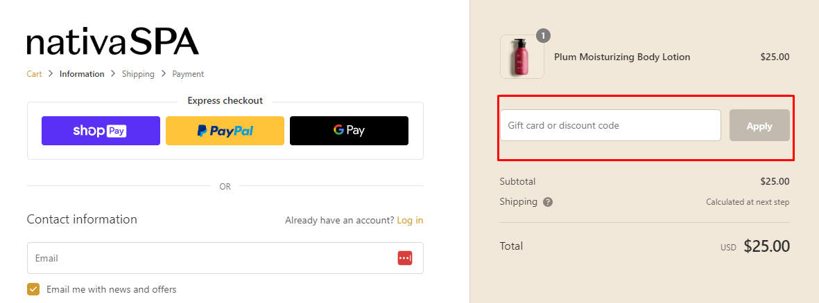 How do I use my Nativa SPA discount code?