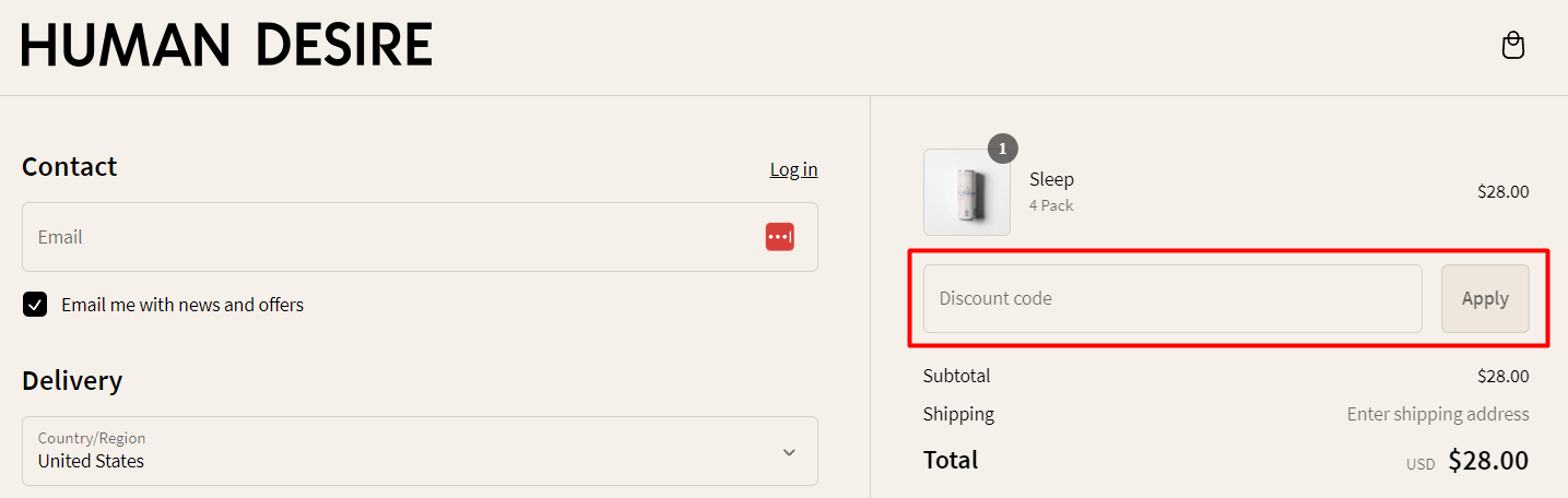 How do I use my Human Desire discount code?