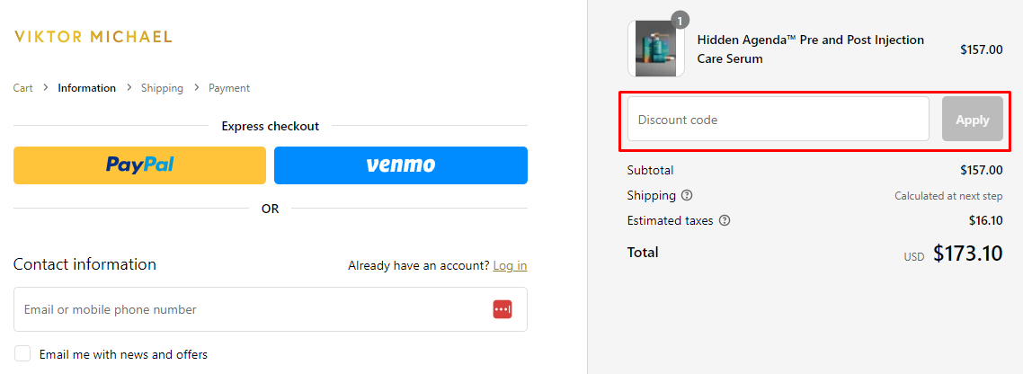 How do I use my Viktor Michael discount code?