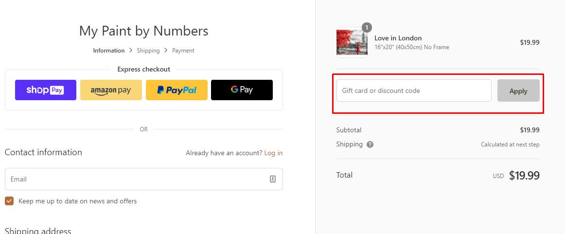 How do I use my Mypaintbynumbers discount code?