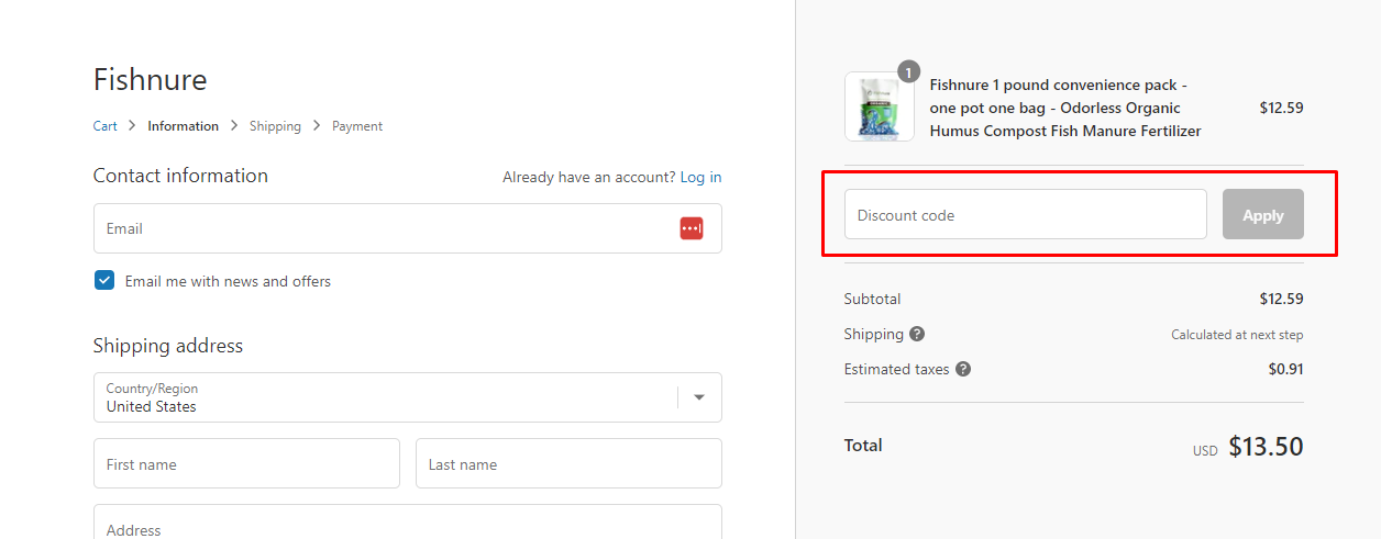 How do I use my Fishnure discount code?