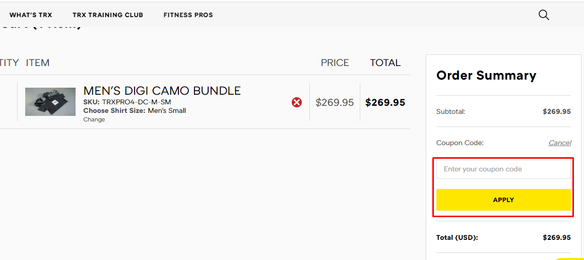 How do I use my TRX coupon code?