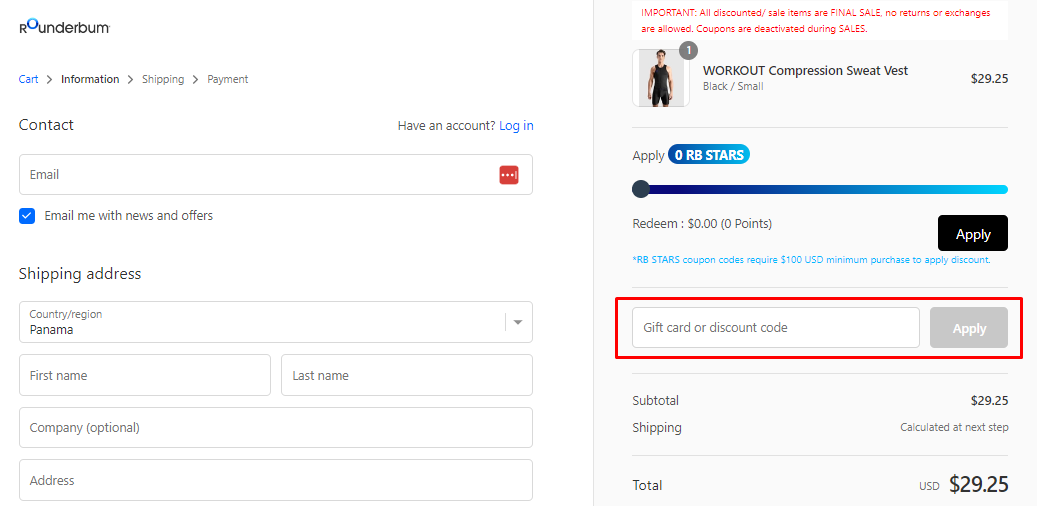 How do I use my Rounderbum discount code?