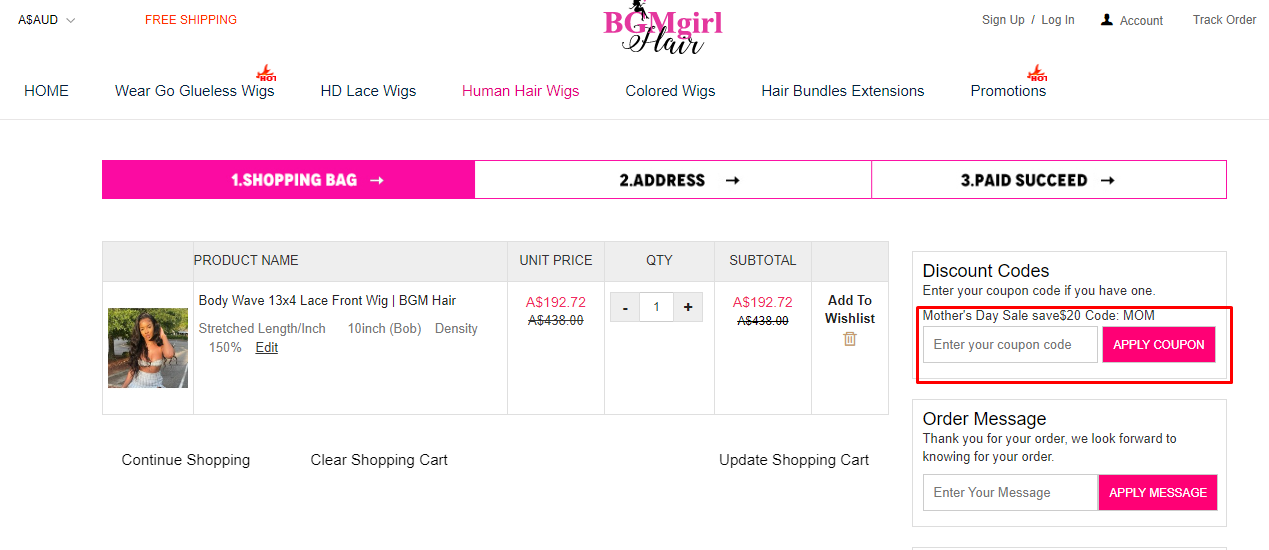 How do I use my BGMgirl coupon code?