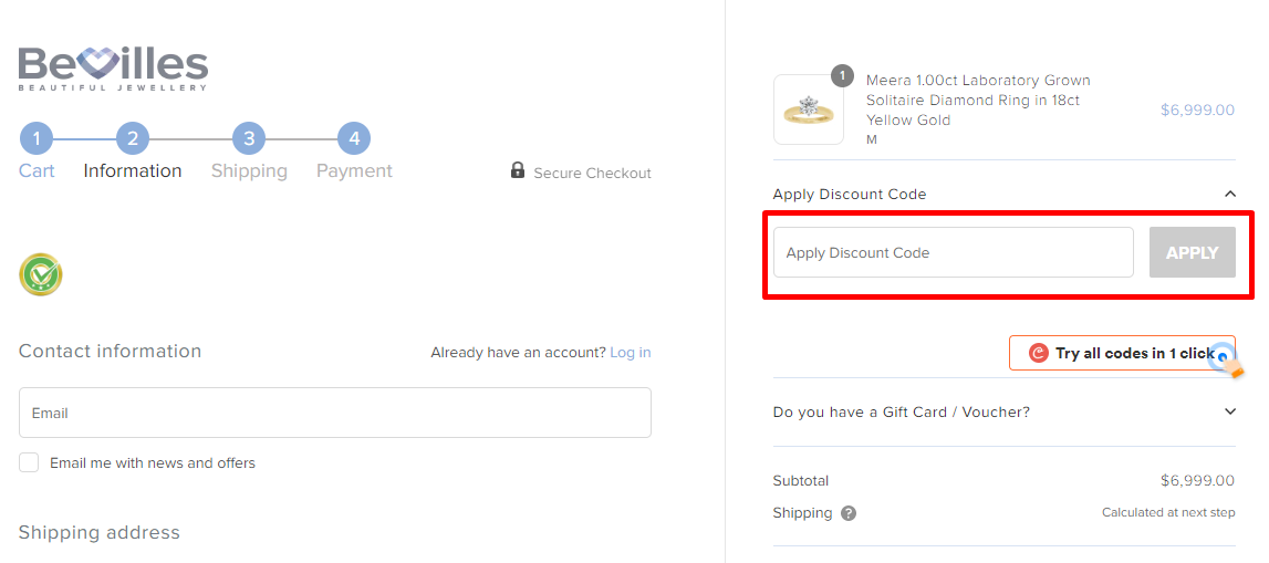 How do I use my Bevilles discount code?