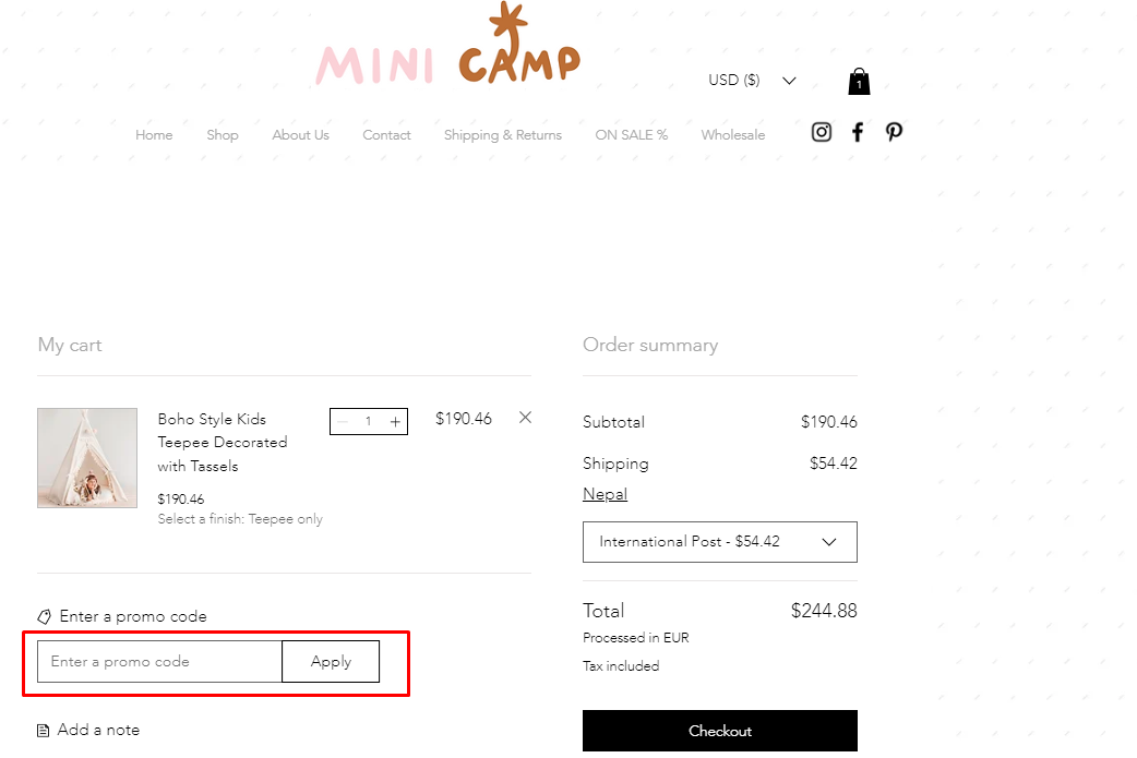 How do I use my MINICAMP promo code?