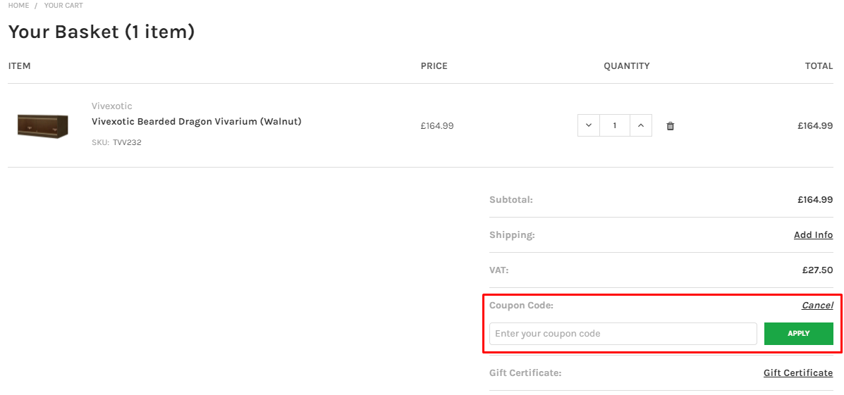 How do I use my Internet Reptile coupon code?