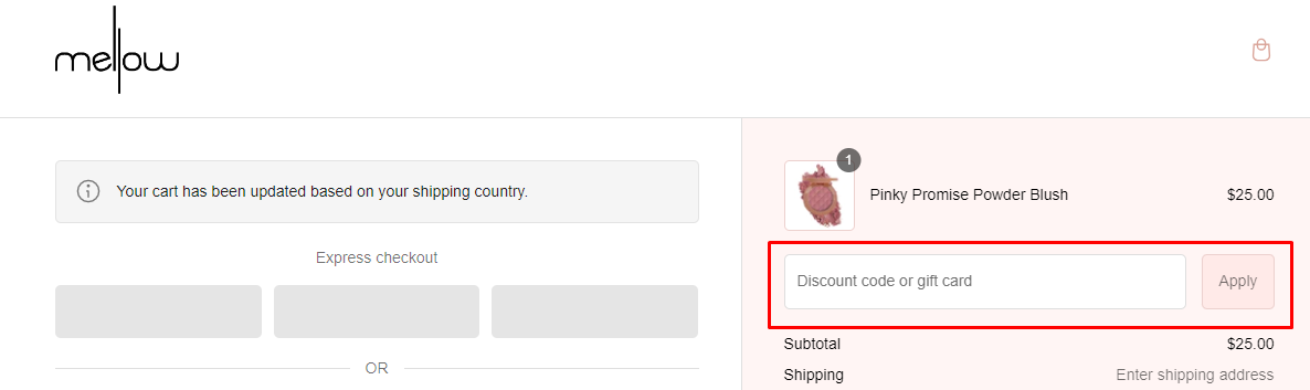 How do I use my Mellow Cosmetics discount Code?