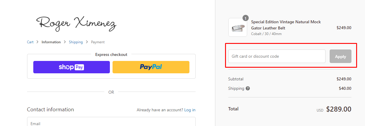 How do I use my Roger Ximenez discount code?