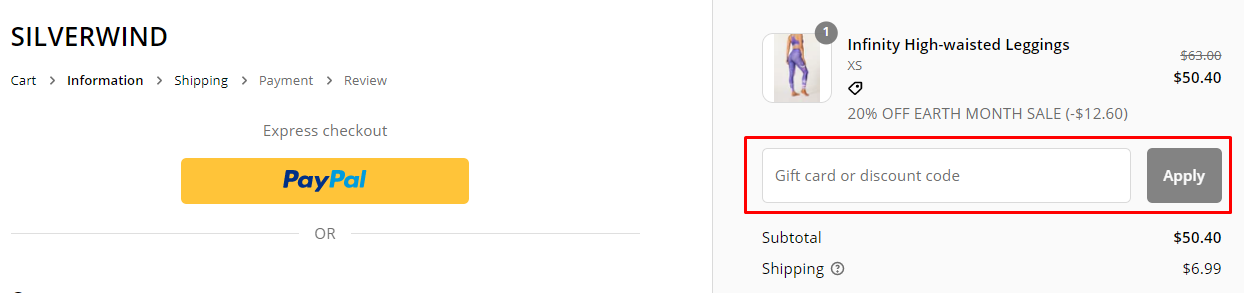 How do I use my SILVERWIND discount code?