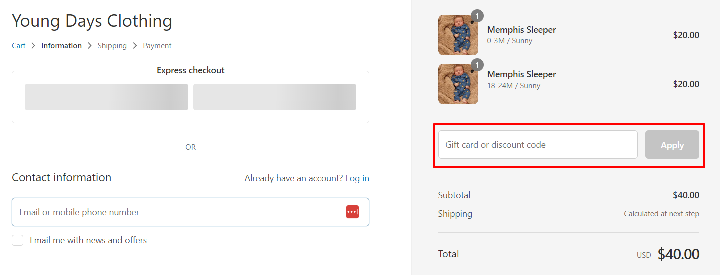 How do I use my Young Days discount code?