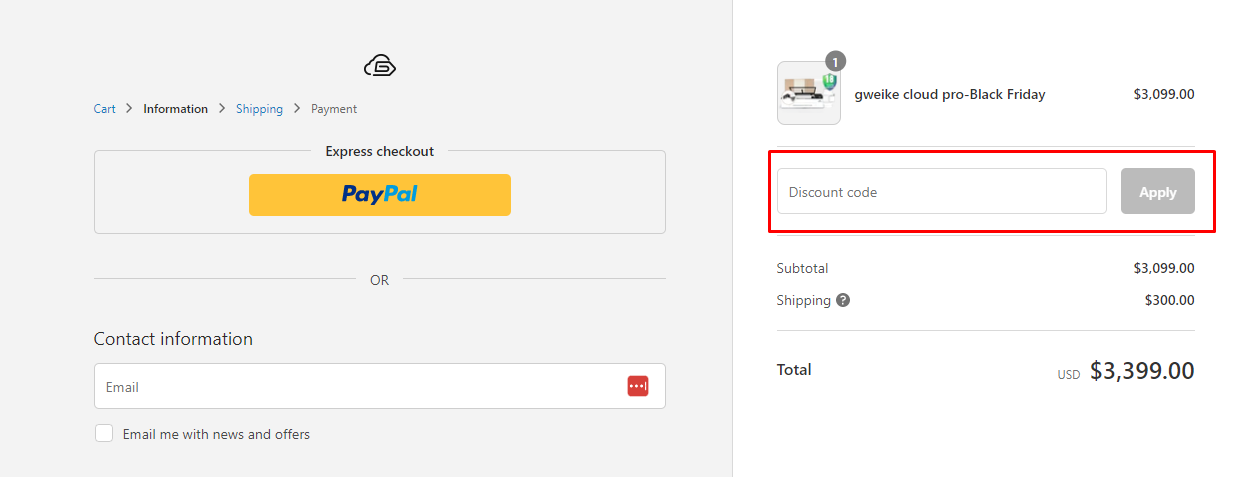 How do I use my GweikeCloud discount code?
