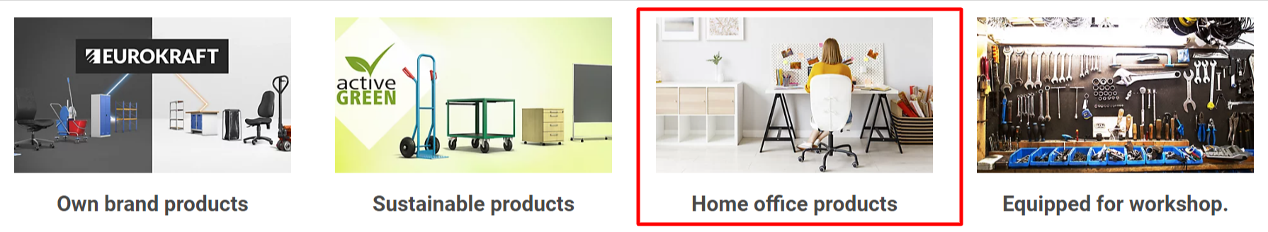 Kaiser Kraft products displayed in a row with their categories showing. A red box is also visible