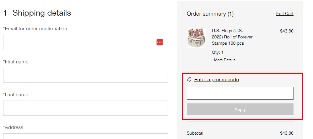 How do I use my Stamps Marketplace promo code?