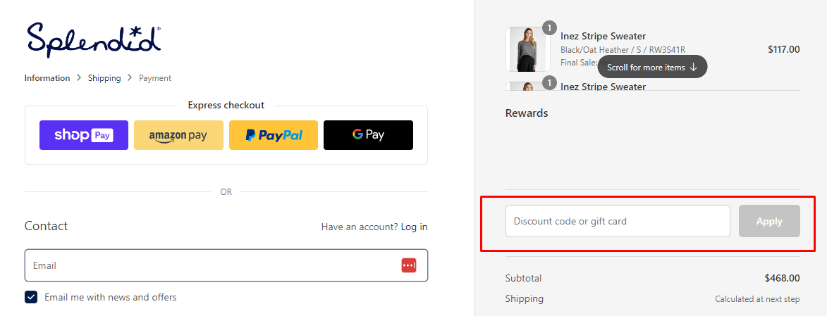 How do I use my Splendid discount Code?