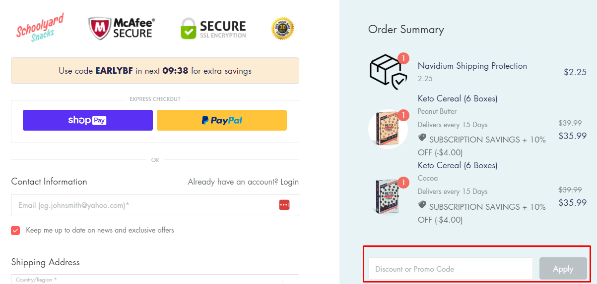 How do I use my Schoolyard Snacks discount code?