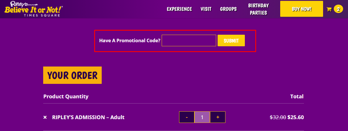 How do I use my Ripley's Believe It Or Not promotional code?