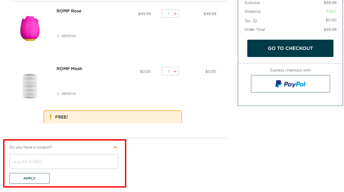 How do I use my ROMP coupon code?