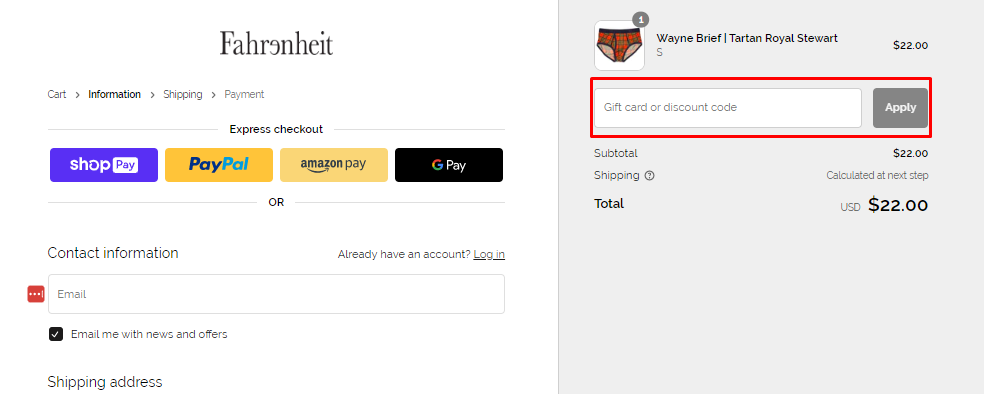 How do I use my Fahrenheit discount code?