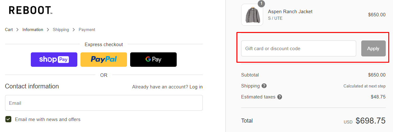 How do I use my Reboot discount code?