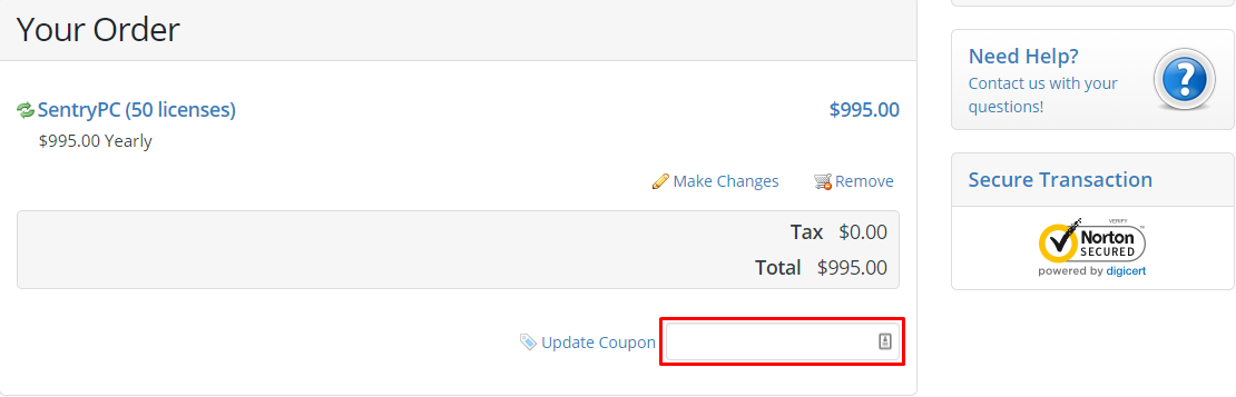 How do I use my SentryPC coupon code?