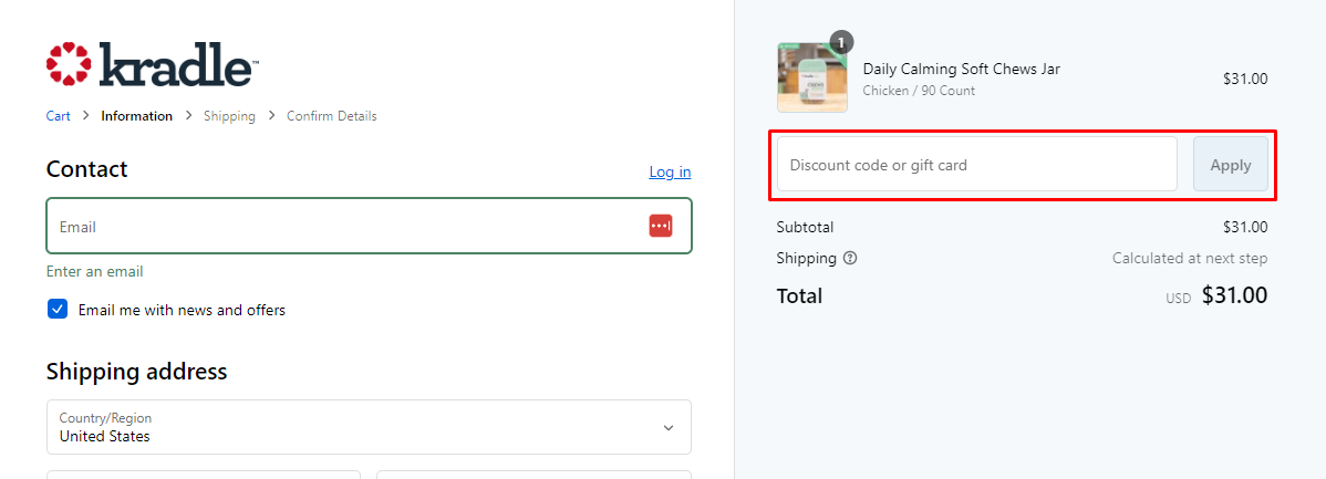 How do I use my Kradle discount code?