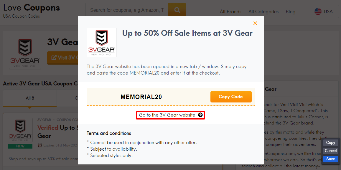 3V Gear Offer Code US