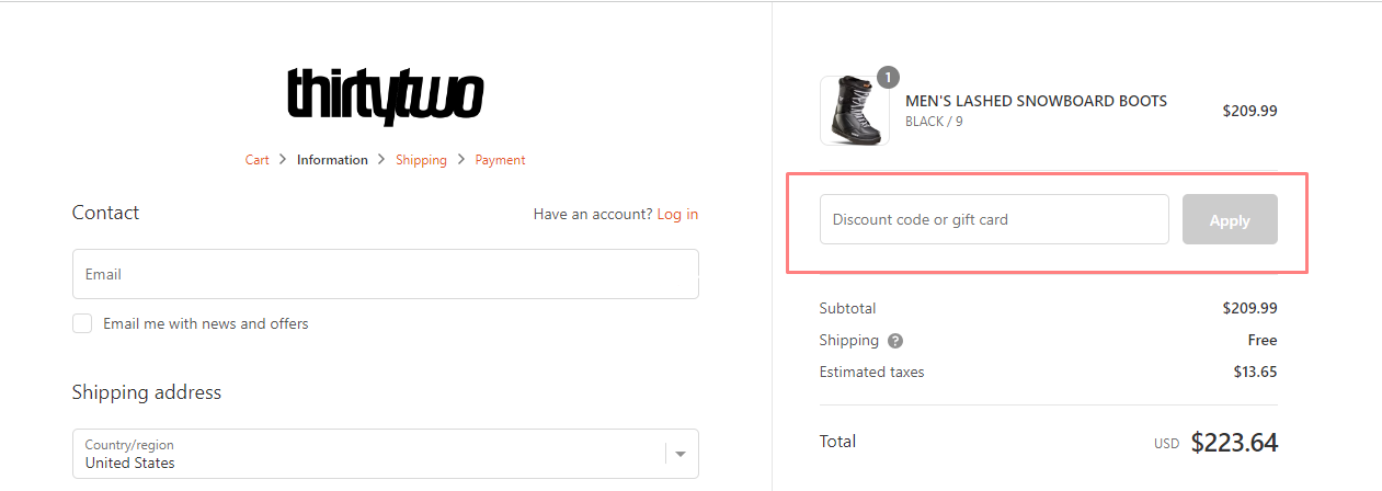 How do I use my ThirtyTwo coupon code?