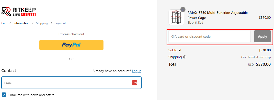 How do I use my RitKeep discount code?