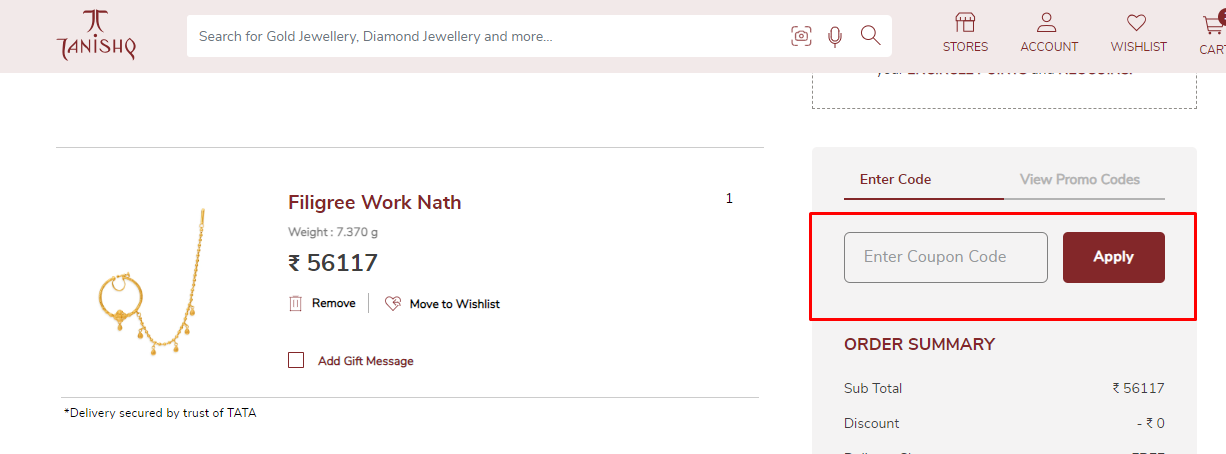 How do I use my Tanishq coupon code?