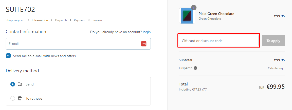 How do I use my SUITE702 Discount code?
