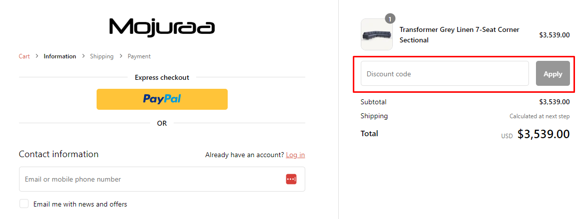 How do I use my Mojuraa discount code?