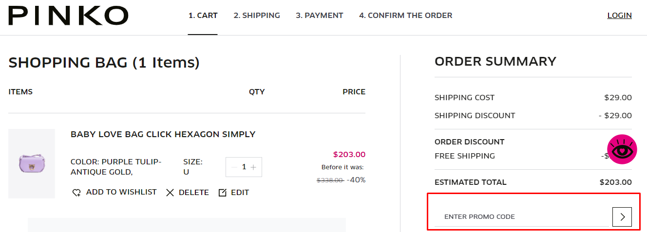 How do I use my PINKO coupon code?