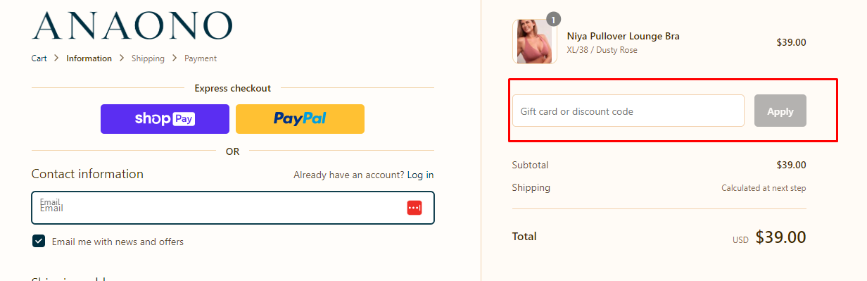 How do I use my AnaOno discount code?