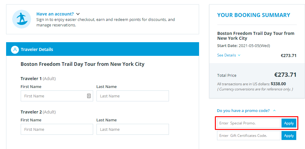 How do I use my Tours4fun promo code?