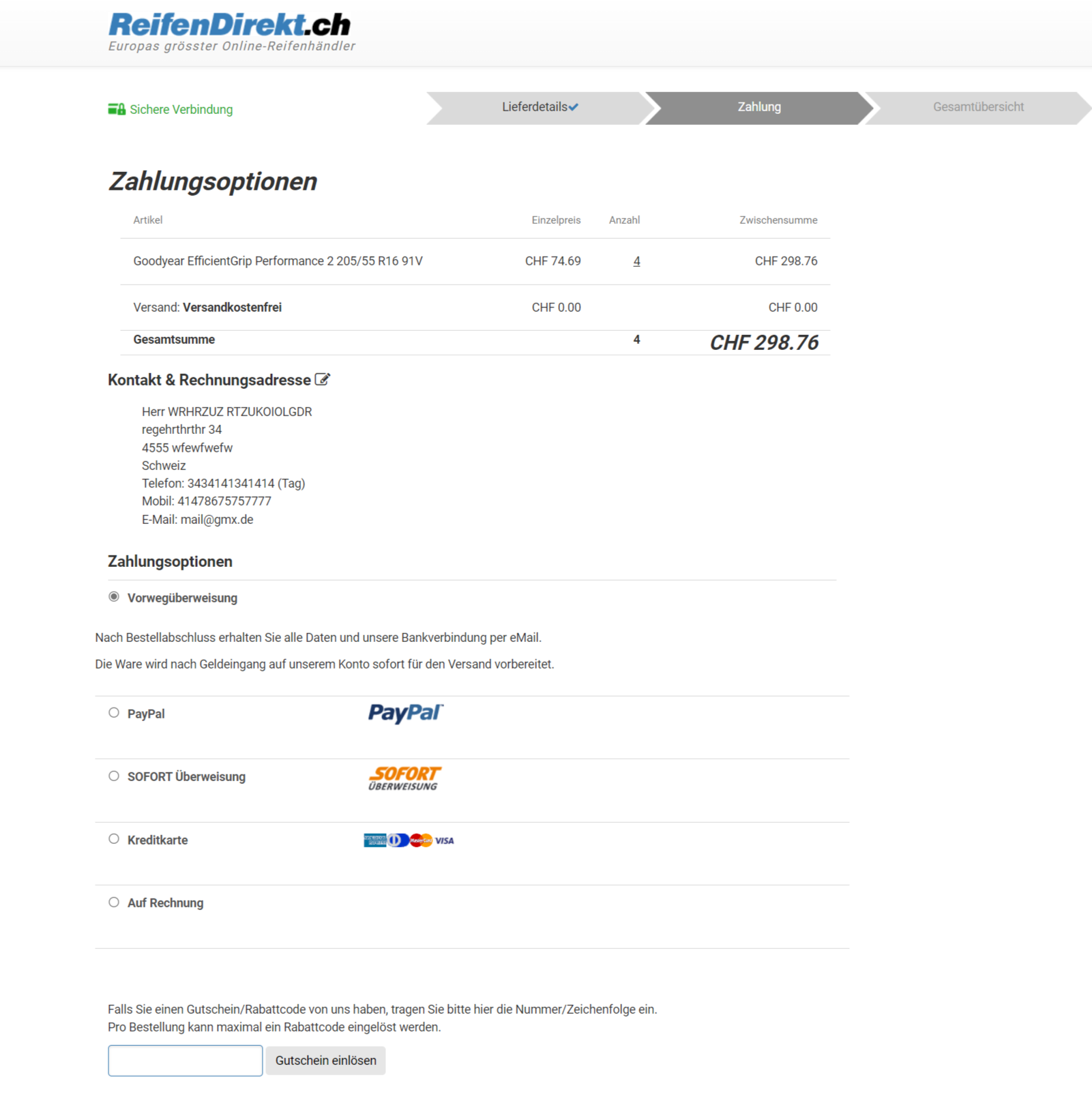 reifendirektCHcheckout