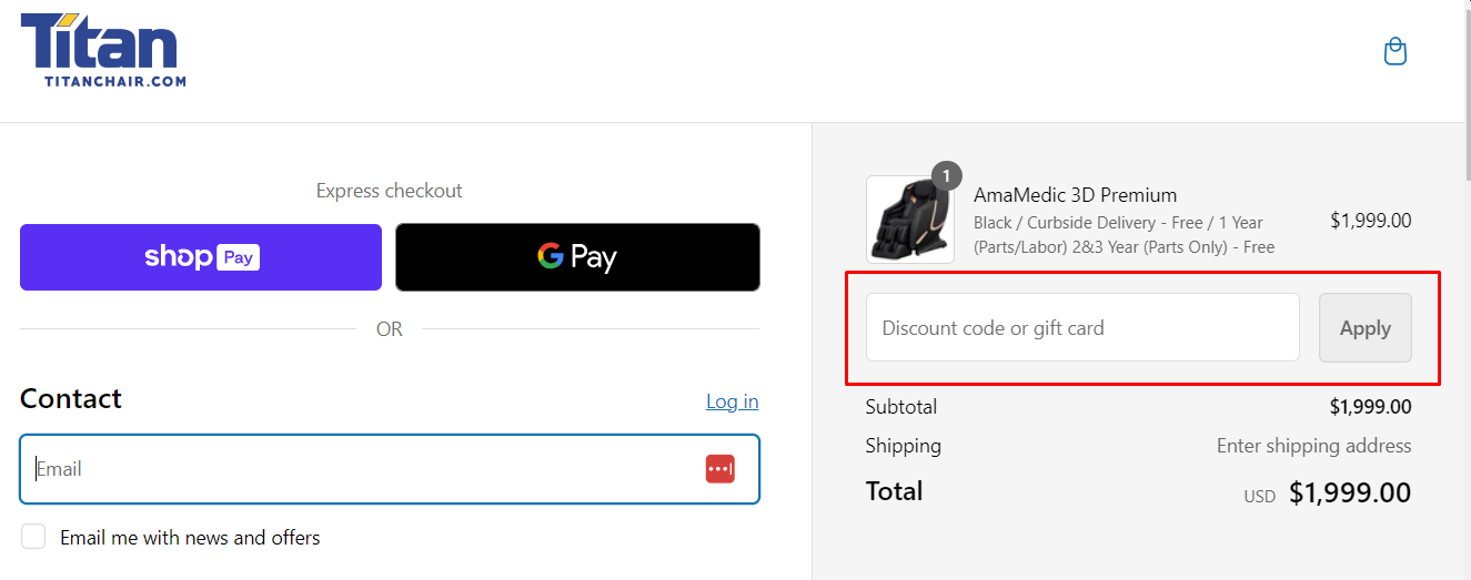 How do I use my Titan Chair discount code?