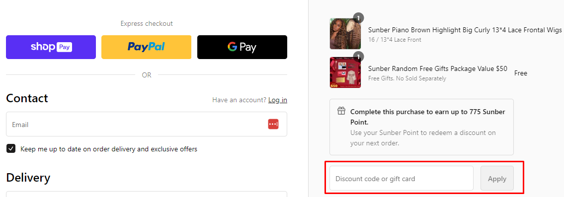 How do I use my Sunber discount code?