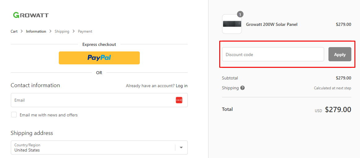 How do I use my Growatt discount code?