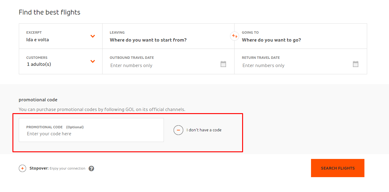 How do I use my GOL Promotional code?
