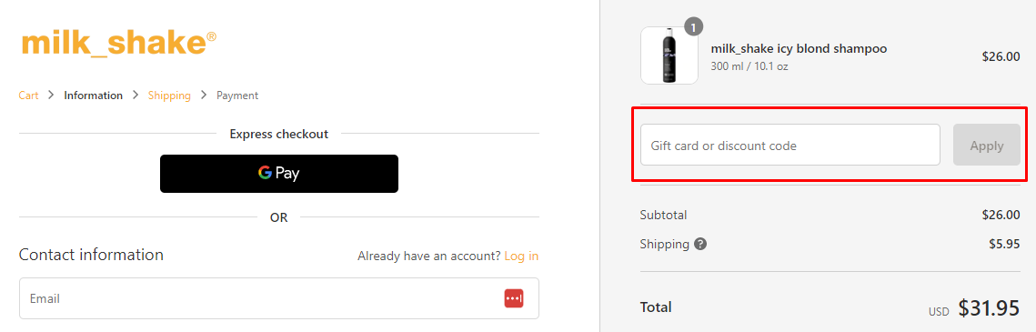 How do I use my milk shake discount code?