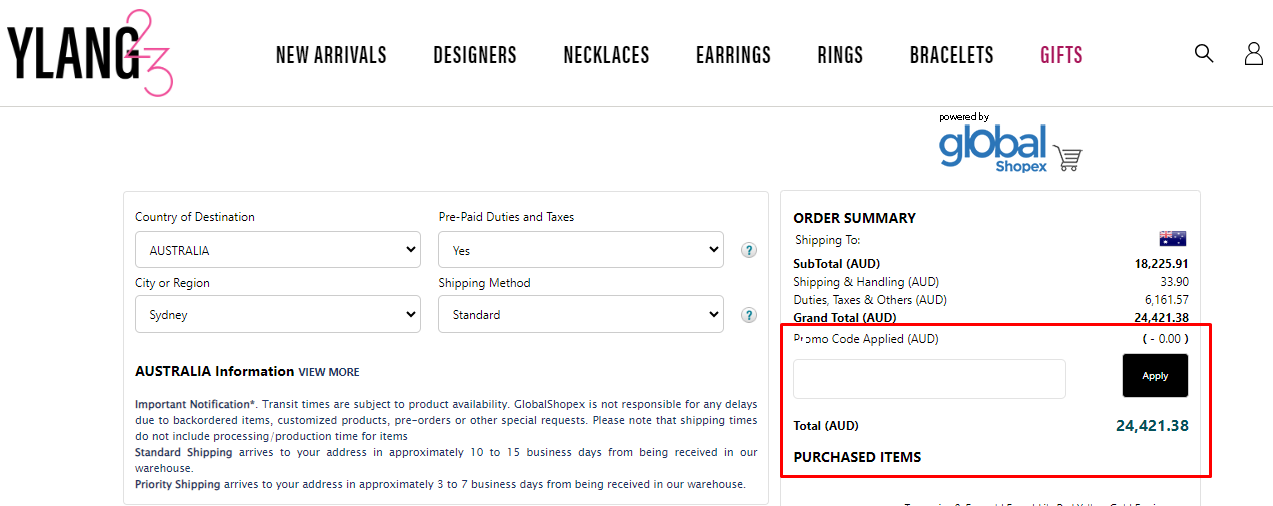 How do I use my Ylang23 promo Code?