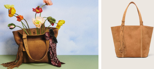 Golden Goose brown suede tote bags  with colourful flowers