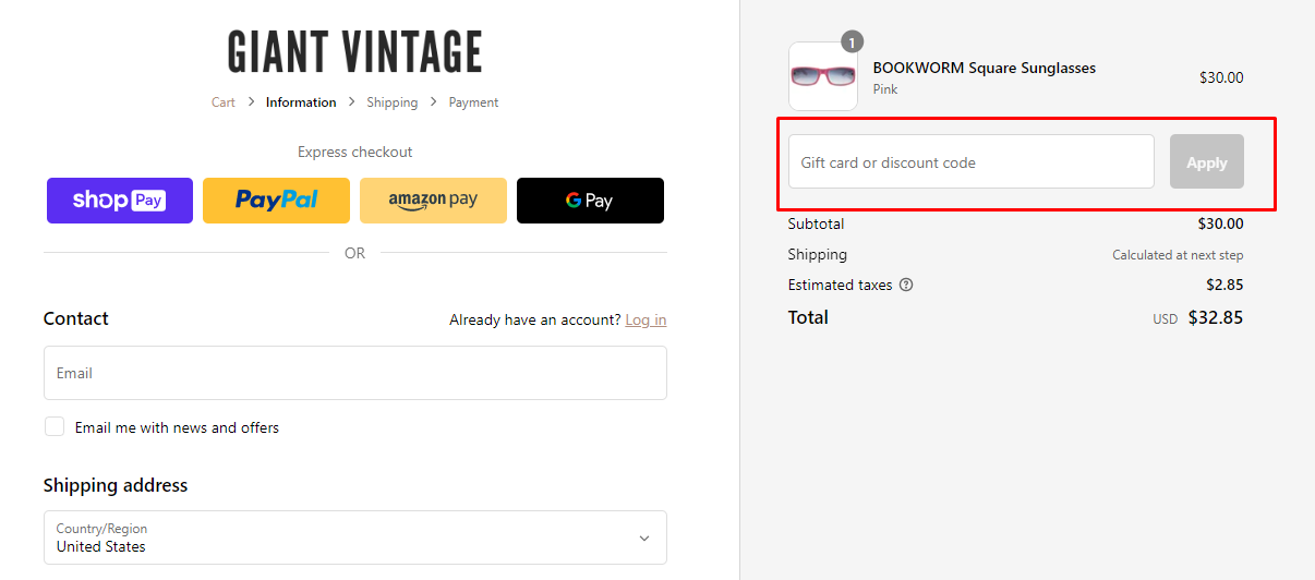 How do I use my Giant Vintage discount code?